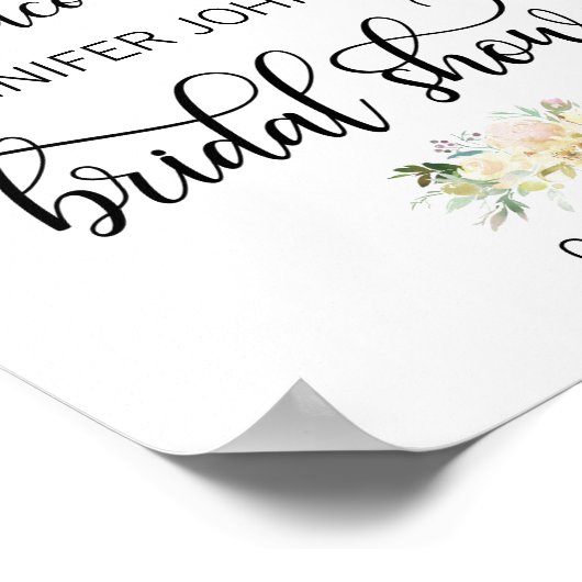 Aquarellfarben Blütenrosa Brautparty WELCOME SIGN Poster (Ecke)