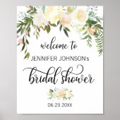 Aquarellfarben Blütenrosa Brautparty WELCOME SIGN Poster (Vorne)