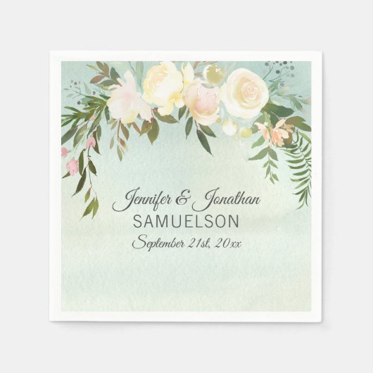 Aquarellfarben Blütenrosa Elfenbeinfeindseligkeit Serviette (Vorderseite)