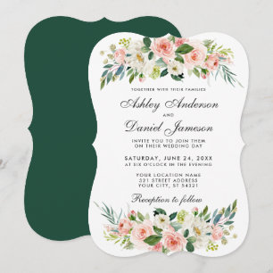 Aquarellfarben Blütenrosa Rosa Weiße Hochzeit BG Einladung