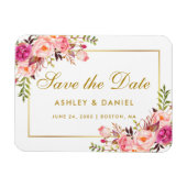 Aquarellfarben Blütenrosa Save the Date Blütenrot Magnet (Horizontal)