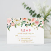 Aquarellfarben Blütenrosa Weißes Gold UAWG Wedding RSVP Karte (Stehend Vorderseite)