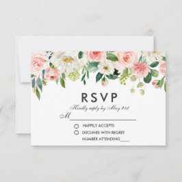 Aquarellfarben Blütenrosa Weißes UAWG Hochzeit P RSVP Karte