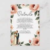 Aquarellfarben Blütenrot Rosa Braun & Groom Hochze Begleitkarte (Vorderseite)