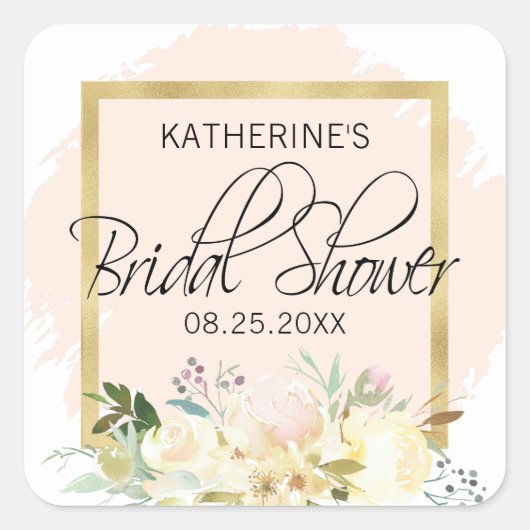 Aquarellfarben Blütenrot Rosa Brautparty Quadratischer Aufkleber (Vorderseite)