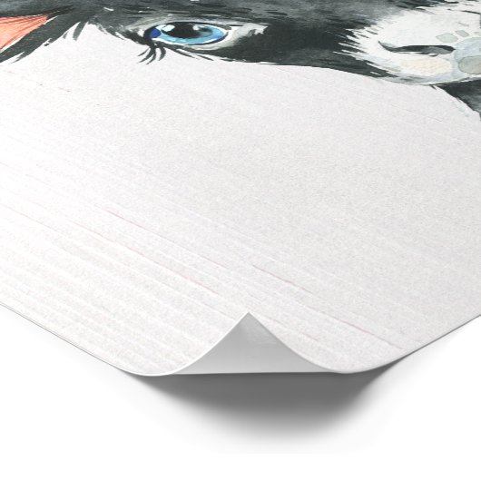 Aquarellfarben Blütenschwarz und Weiße Kuh Kunst Poster (Ecke)