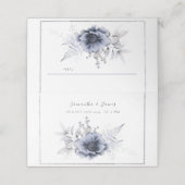 Aquarellfarben Bohemisch Blauer Blütenblume Platzkarte (Außenseite Aufgefaltet)