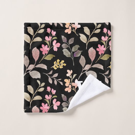 Aquarellfarben - Botanische Blätter Monogramm Badhandtuch Set (Waschlappen)