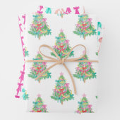 Aquarellfarben Bright Coquette Bows Weihnachtsbaum Geschenkpapier Set (Beispiel)