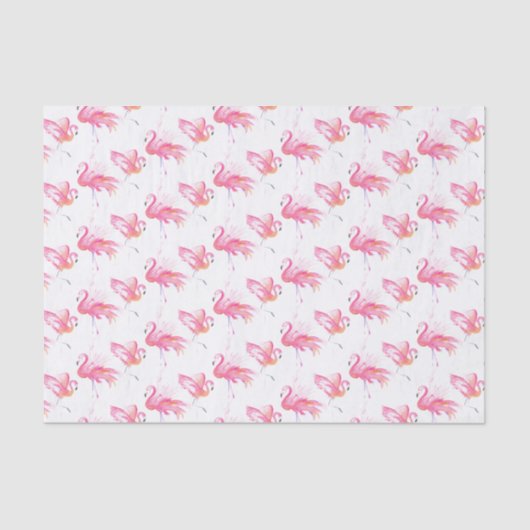 Aquarellfarben Bright Pink Flamingo Muster Seidenpapier (Vorderseite)