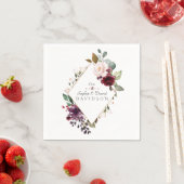 Aquarellfarben Burgundy Blush Blume Rahmen Hochzei Serviette (Beispiel)