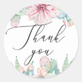 Aquarellfarben. Cactus wedding danke Runder Aufkleber (Vorderseite)