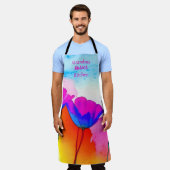 Aquarellfarben California Poppy Pink Blau Schürze (Getragen)