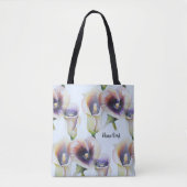 Aquarellfarben Calla Lilies in Text mit Farbverlau Tasche (Vorderseite)