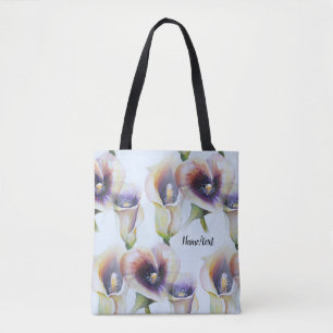 Aquarellfarben Calla Lilies in Text mit Farbverlau Tasche