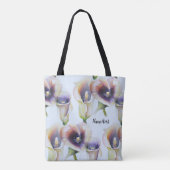 Aquarellfarben Calla Lilies in Text mit Farbverlau Tasche (Rückseite)