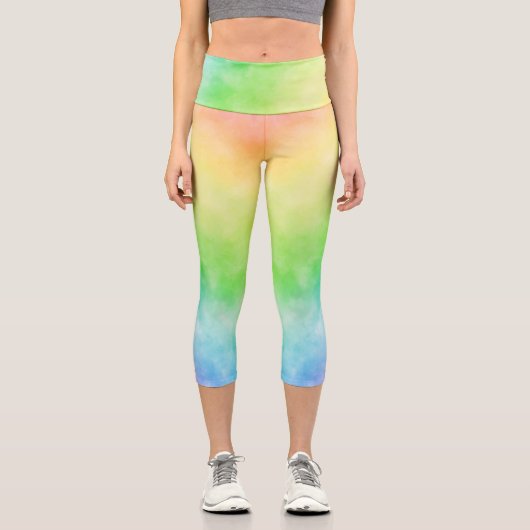 Aquarellfarben Capri Leggings (Vorderseite)