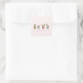 Aquarellfarben Chic Succules Pink Quadratischer Aufkleber (Tasche)