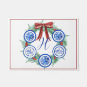 Aquarellfarben Chinoiserie Teller Wreath Monogram Fußmatte (Vorderseite)