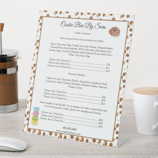 Aquarellfarben Chocolate Chips Cookies Bäckerei Sockelschild (In Situ)