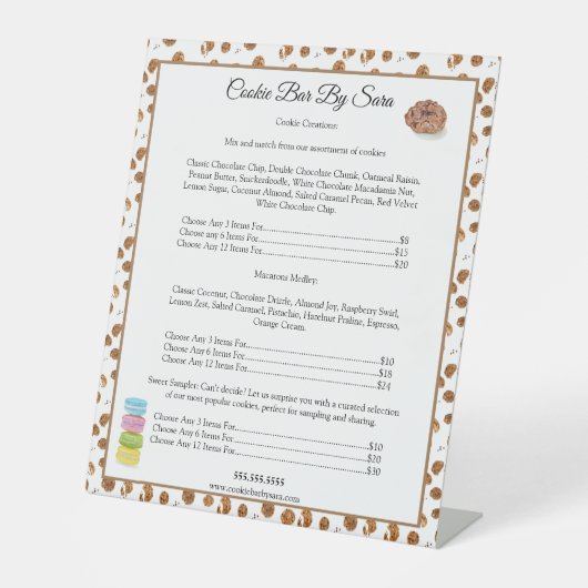 Aquarellfarben Chocolate Chips Cookies Bäckerei Sockelschild (Vorderseite)