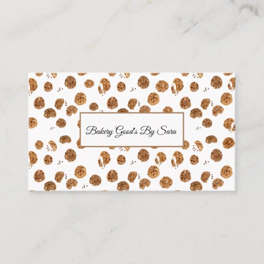 Aquarellfarben Chocolate Chips Cookies Bäckerei Visitenkarte (Vorderseite)