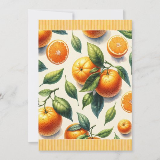 Aquarellfarben Citrus Orange Blätter Brautparty Einladung (Rückseite)