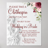 Aquarellfarben Clothespin Brautparty-Spielzeichen Poster (Vorne)