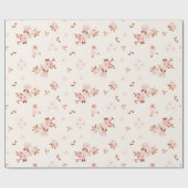 Aquarellfarben-Cottage-Kern Blumenmuster in Rosa Geschenkpapier (Flach)