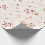 Aquarellfarben-Cottage-Kern Blumenmuster in Rosa Geschenkpapier (Ecke)