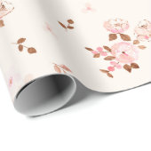 Aquarellfarben-Cottage-Kern Blumenmuster in Rosa Geschenkpapier (Rolleneckpunkt)