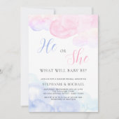 Aquarellfarben Das Party von "Er oder sie Geschlec Einladung (Vorderseite)