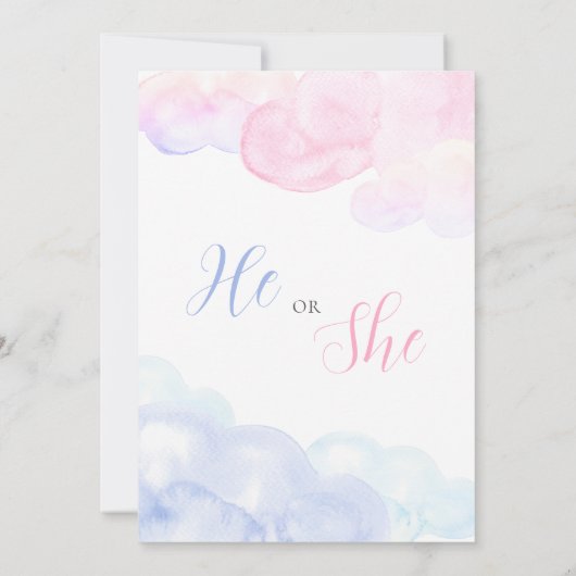 Aquarellfarben Das Party von "Er oder sie Geschlec Einladung (Rückseite)