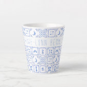 Aquarellfarben Delft Blau und Weiß Tile | Monogram Milchtasse (Vorderseite)