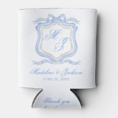 Aquarellfarben-Designer Blaues Monogramm-Wappen Ge Dosenkühler (Vorderseite)