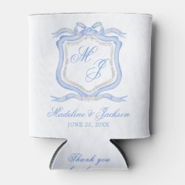 Aquarellfarben-Designer Blaues Monogramm-Wappen Ge Dosenkühler