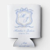 Aquarellfarben-Designer Blaues Monogramm-Wappen Ge Dosenkühler (Rückseite)