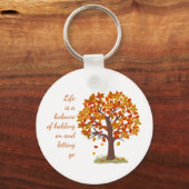 Aquarellfarben Die Lebensdauer der Bäume im Herbst Schlüsselanhänger (Rückseite)