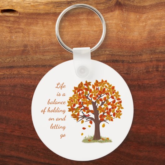 Aquarellfarben Die Lebensdauer der Bäume im Herbst Schlüsselanhänger (Rückseite)