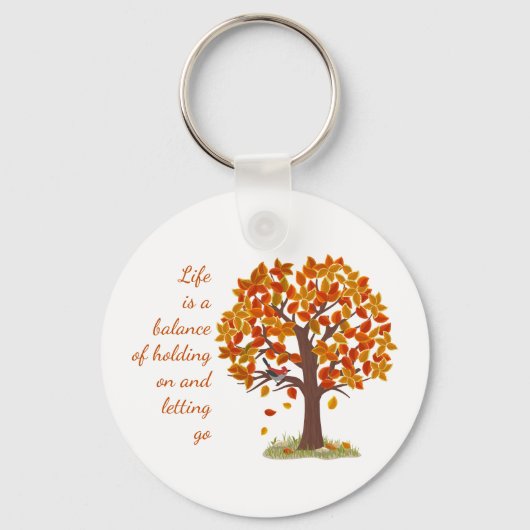 Aquarellfarben Die Lebensdauer der Bäume im Herbst Schlüsselanhänger (Rückseite)