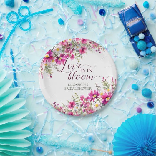 Aquarellfarben Die Liebe der hellrosa Blume befind Pappteller (Party)