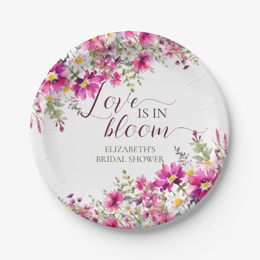 Aquarellfarben Die Liebe der hellrosa Blume befind Pappteller (Vorderseite)