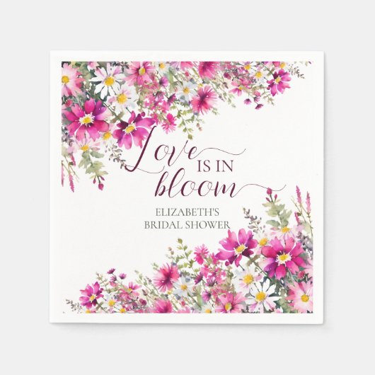 Aquarellfarben Die Liebe der hellrosa Blume befind Serviette (Vorderseite)