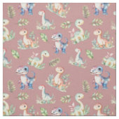 Aquarellfarben-Dinosaurier auf dunkler Rose rosa Stoff (Muster)