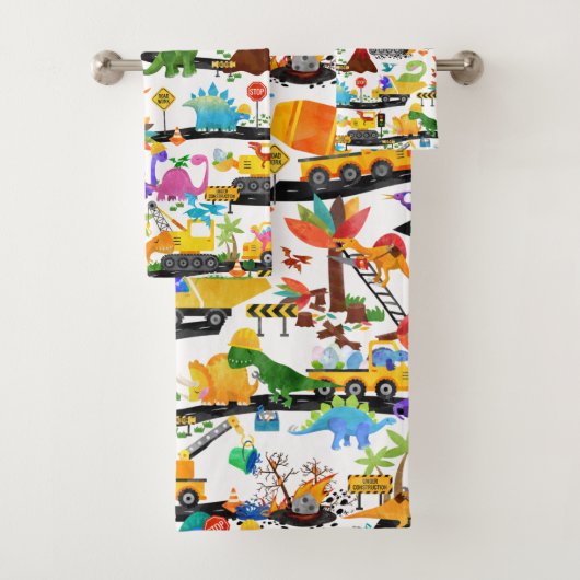 Aquarellfarben Dinosaurier Bau Kinder Niedlich Badhandtuch Set (Insitu)