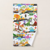 Aquarellfarben Dinosaurier Bau Kinder Niedlich Badhandtuch Set (Handtuch)