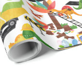 Aquarellfarben Dinosaurier Bau Kinder Niedlich Geschenkpapier (Rolleneckpunkt)