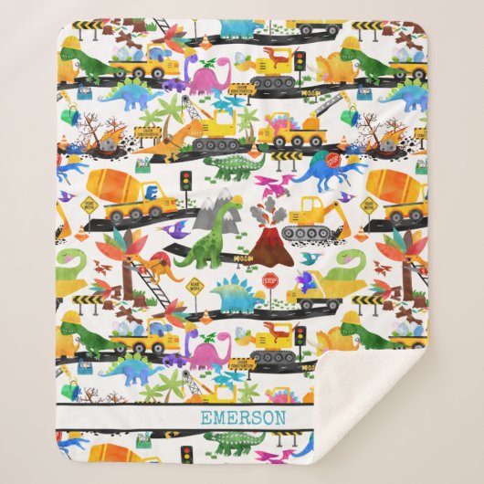 Aquarellfarben Dinosaurier Bau Kinder Niedlich Sherpadecke (Vorderseite)