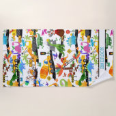 Aquarellfarben Dinosaurier Bau Kinder Niedlich Strandtuch (Vorderseite)