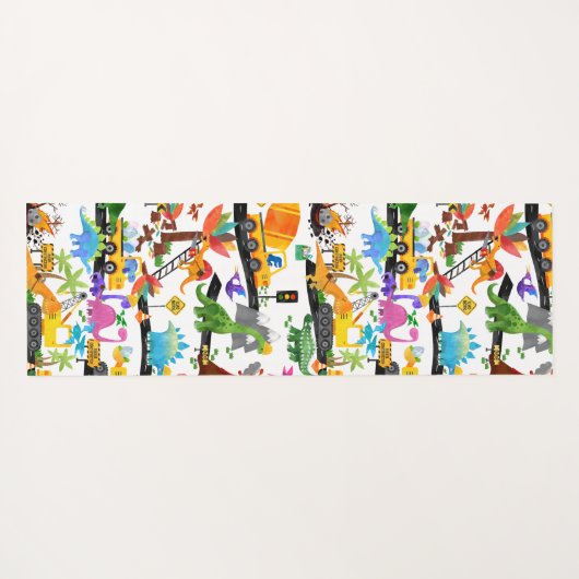 Aquarellfarben Dinosaurier Bau Kinder Niedlich Yogamatte (Rückseite (Horizontal))